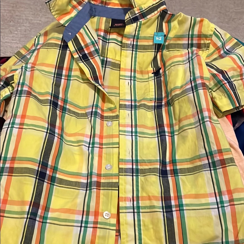 jf j.ferrar Kids Plaid Button Down Shirt in Yellow and Blue size 6/7